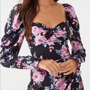 Floral Ruffle-Trim Mini Dress
